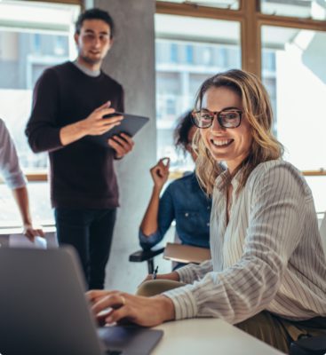 People in business talking