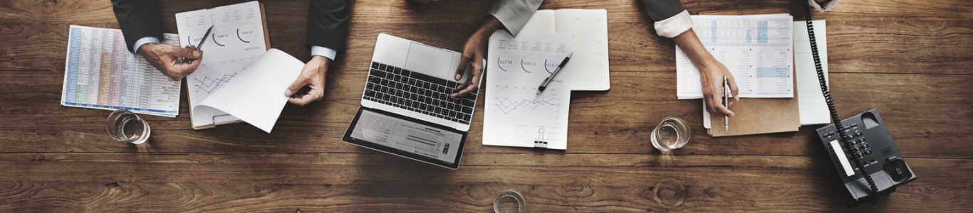 Office table with people working